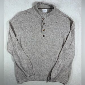 Billy Reid XXL Gray Crewneck Henley Sweater Made in Italy with Button Detail